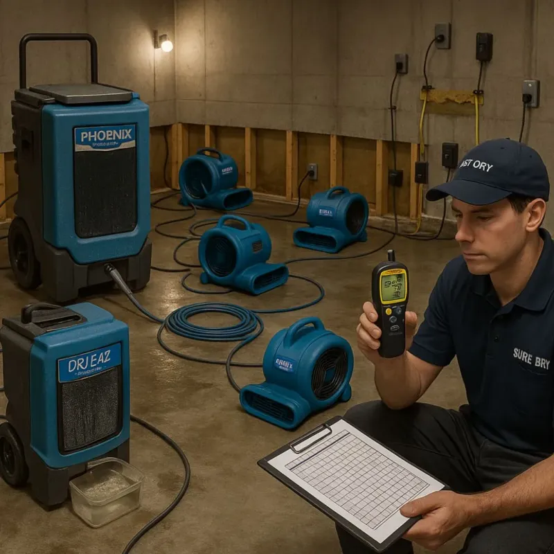 Structural Drying and Dehumidification process in Springfield, VT